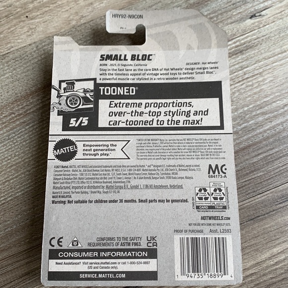 Hot Wheels Small Bloc Tooned Pine Wood Derby Muscle car Mainline 2024 New - Picture 6 of 7